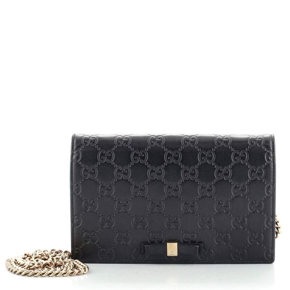 Gucci Bags Gucci Signature Wallet On Chain Guccissima Leather Black